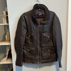 Women's Dark Brown Leather Bomber Jacket